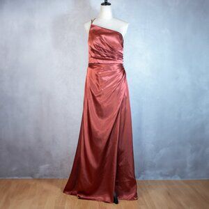 Galina Signature David's Bridal Draped One-Shoulder Dress Cinnamon Size 8